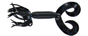 Gary yamamoto - hula grub double tail - 4 inch - 93-10-021 - Black with Large Blue Flake
