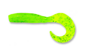 Gary yamamoto - grub single curly tail - 4 inch  - 40-20-015 - Chartreuse with Large Chart Flake