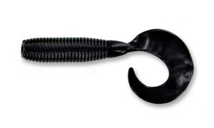 Gary yamamoto - grub single curly tail - 4 inch  - 40-20-020 - Black with No Flake
