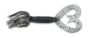 Gary yamamoto - hula grub double tail - 4 inch - 93-10-150 - Smoke with Large Black Flake