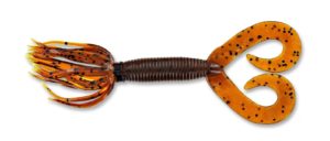 Gary yamamoto - hula grub double tail - 4 inch - 93-10-286 - Pumpkin Dark with Large Black Flake