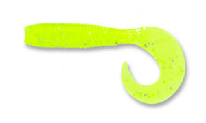 Gary yamamoto - grub single curly tail - 4 inch  - 40-20-181 - Chartreuse with Silver Flake
