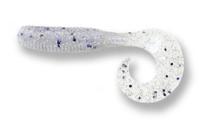 Gary yamamoto - grub single curly tail - 4 inch  - 40-20-239 - Blue Pearl with Black & Hologram Shad Flake
