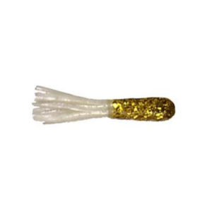 Mizmo Tubes - Crappie Panfish 1.5 Inch - DT-15PK-11305 - Dusters Gold Glitter Pearl White Tail